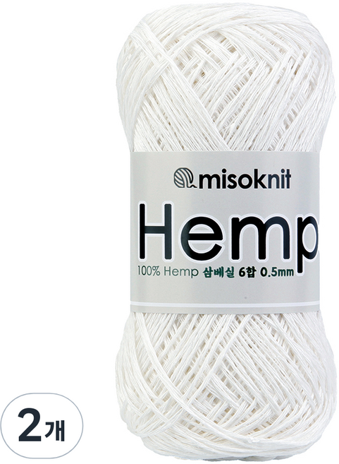 미소털실 대마 삼베실 6합 50g, 2개