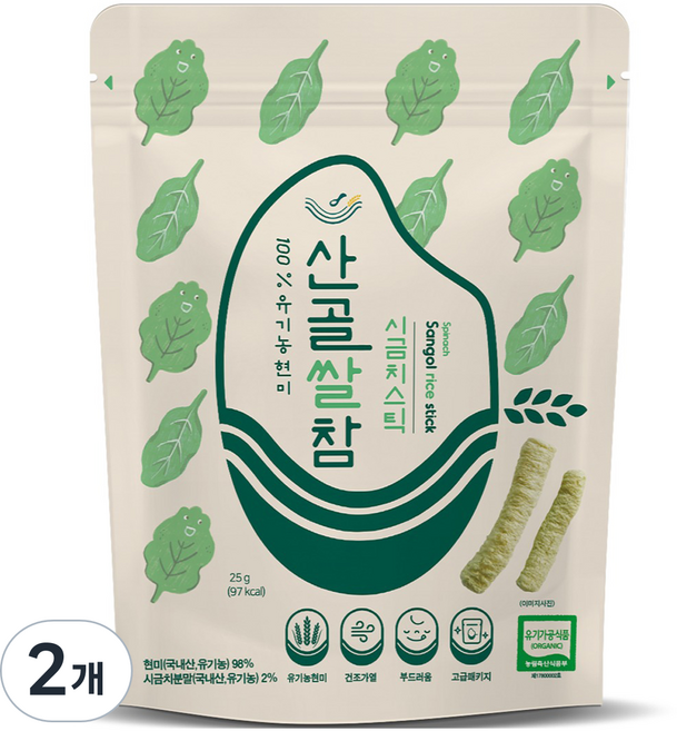에코맘의산골이유식 산골쌀참, 시금치, 25g, 2개