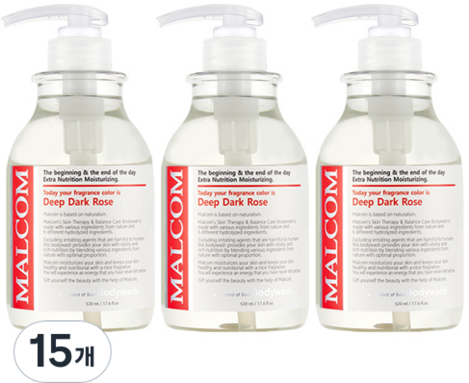 말콤 바디워시 딥 다크로즈, 520ml, 15개