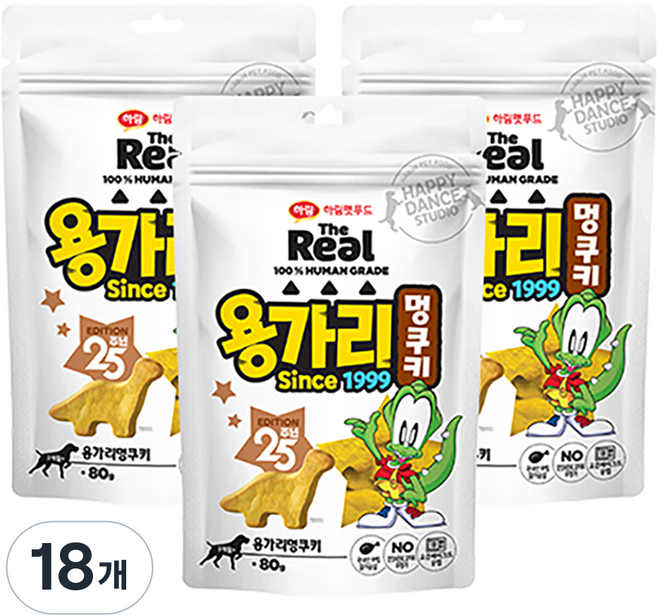 하림펫푸드 반려견 더리얼 용가리 멍쿠키 간식, 닭가슴살, 80g, 18개