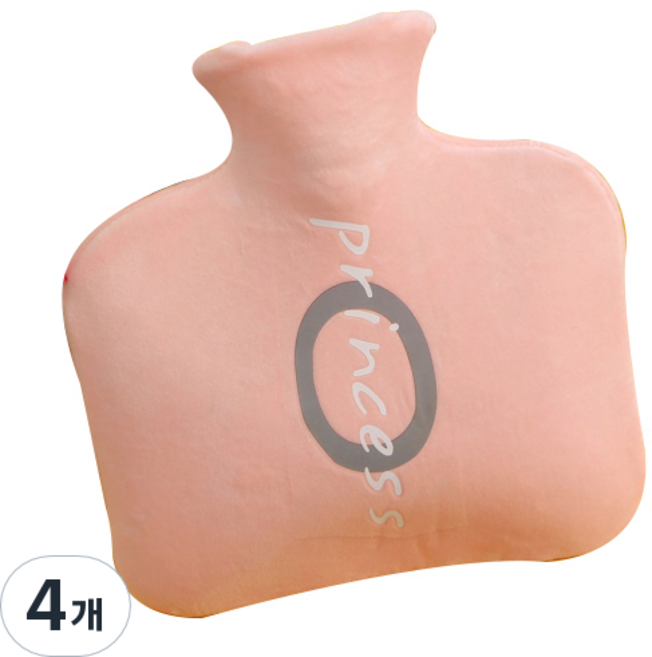 doto 레터링 보온 물주머니 800ml 핑크, 4개