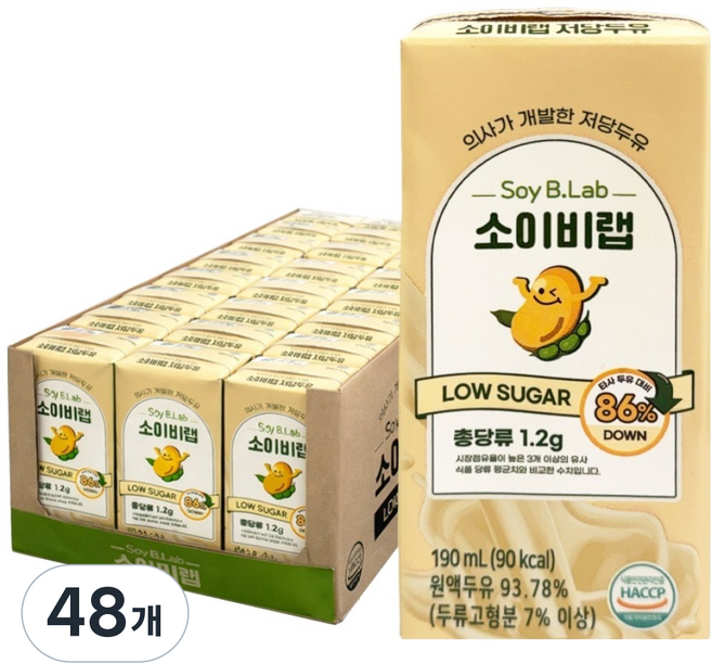 키토선생 소이비랩 저당두유, 190ml, 48개