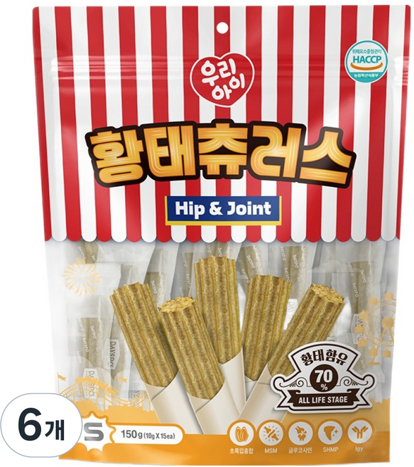 데이스포 강아지 우리아이 츄러스 S, 6개, 150g, 황태
