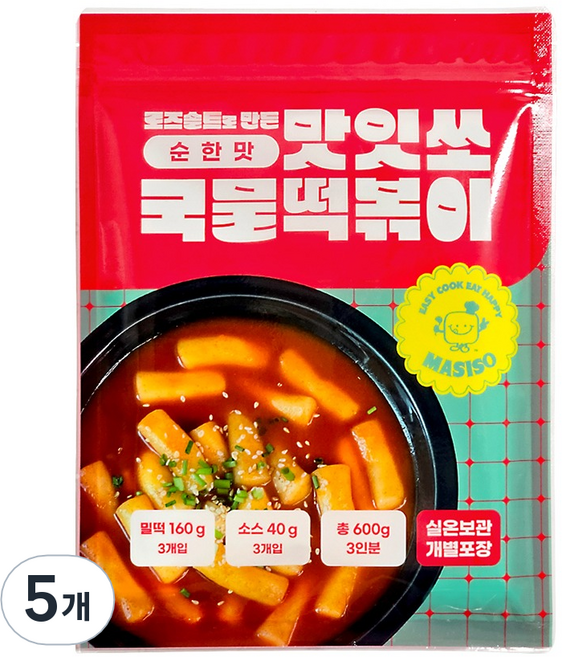 맛잇쏘 실온보관 가능 떡볶이 순한맛 3p, 600g, 5개