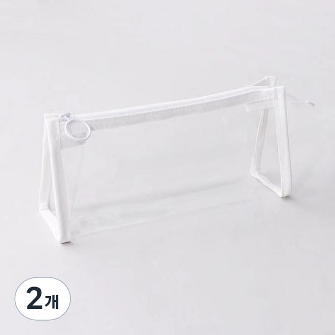 씨티컴퍼니 투명 방수 펜 케이스 필통, 화이트, 2개