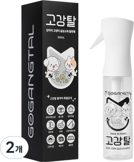 고강탈 반려동물 탈취제 무향, 300ml, 2개