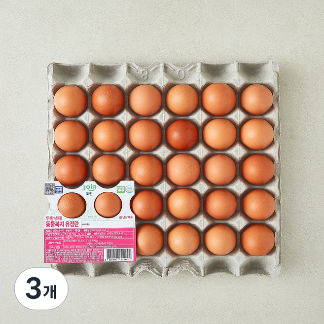 조인 동물복지 인증 유정란 갈색 백색 랜덤발송 1.56kg, 3개, 30구
