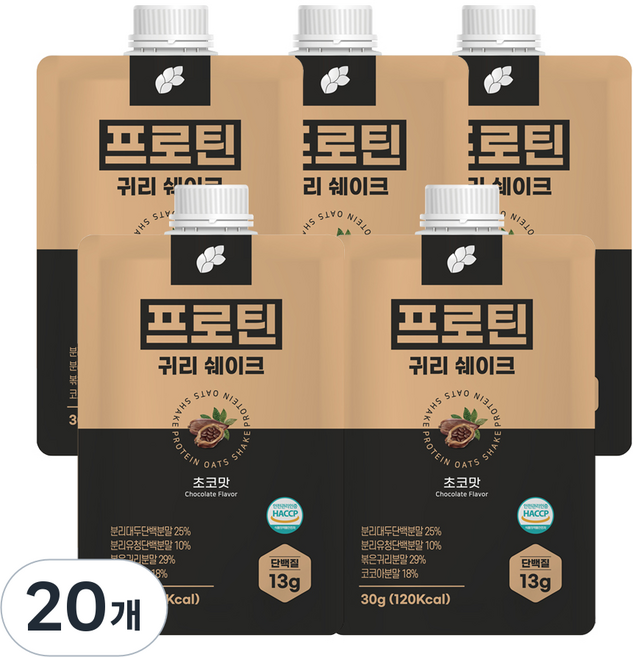 논앤밭위드 프로틴 귀리쉐이크 초코맛, 30g, 20개