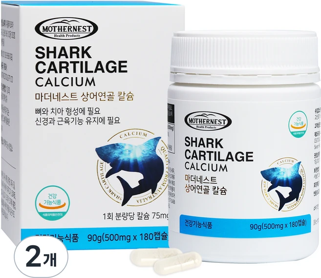 마더네스트 호주산 콘드로이친 함유 상어연골칼슘, 180정, 2개 - 쿠팡