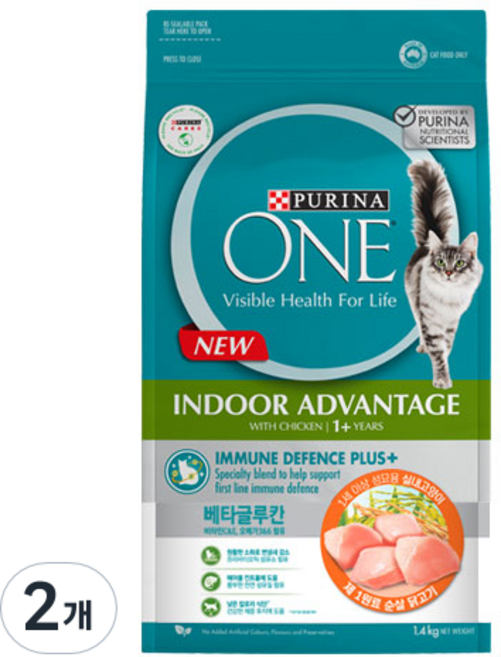 퓨리나원 캣 기능성 사료, 인도어, 1.4kg, 2개