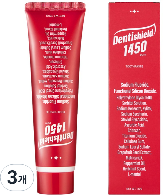 폴메디슨 덴티쉴드 1450 고불소 치약, 120g, 3개