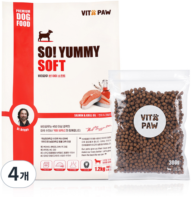 비타파우 전연령용 강아지 쏘야미 소프트사료, 연어, 1.2kg, 4개
