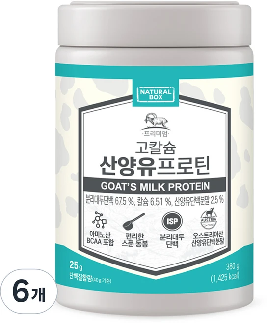 내추럴박스 고칼슘 산양유 프로틴, 380g, 6개 - 쿠팡