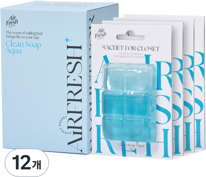 에어후레쉬 옷장 샤쉐 방향제 본품, 32g, 12개, 클린솝