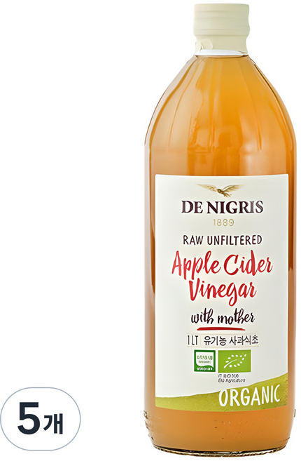 데니그리스 유기농 사과 식초, 1L, 5개