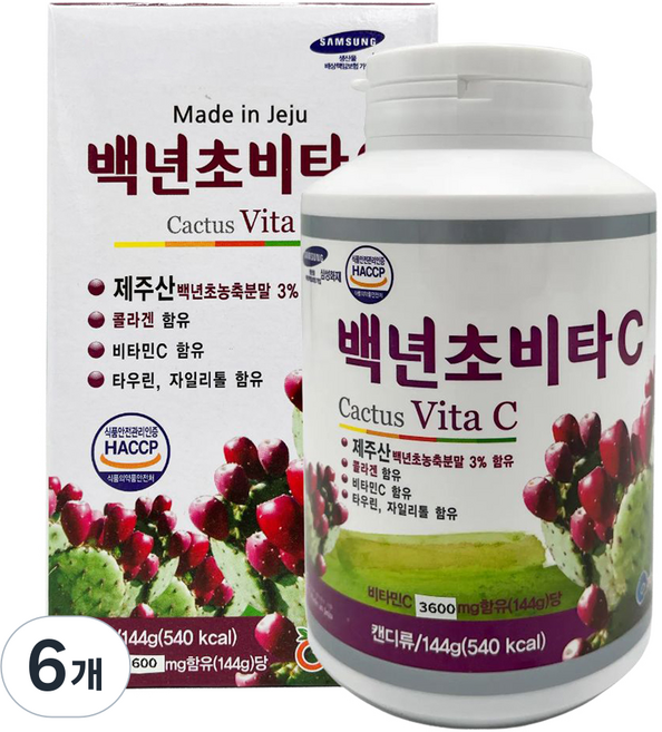 메이드인제주 백년초 비타C, 6개, 144g