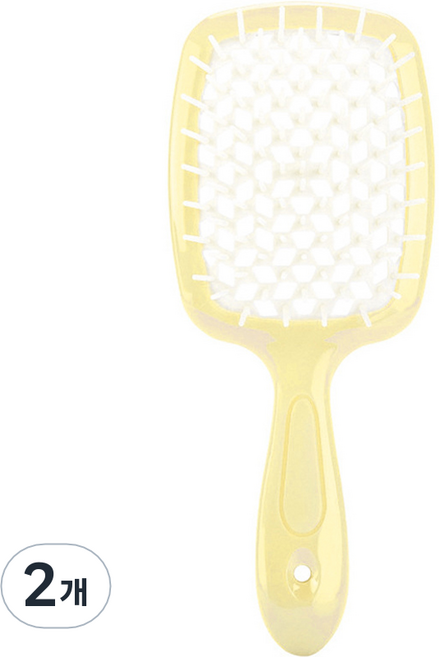 리빙홈디테일 볼륨 헤어브러쉬, 옐로우핸들 + 화이트, 2개