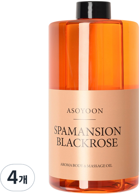 아소윤 스파맨션 아로마 바디 마사지 오일 블랙로즈, 4개, 1L