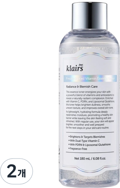 클레어스 프레쉴리 쥬스드 비타민 에센스 토너, 180ml, 2개