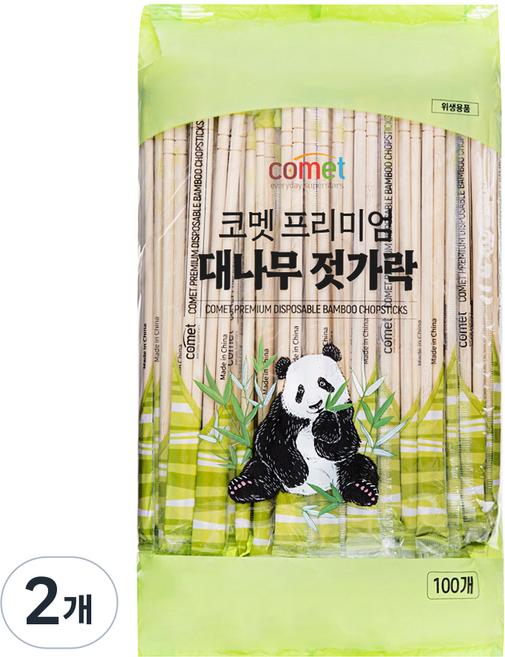 코멧 프리미엄 대나무 젓가락, 2개, 100개입