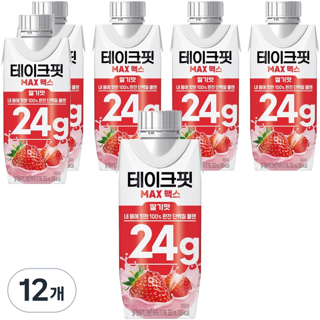 테이크핏 맥스 내 몸에 핏한 단백질 플랜 딸기맛, 12개, 250ml