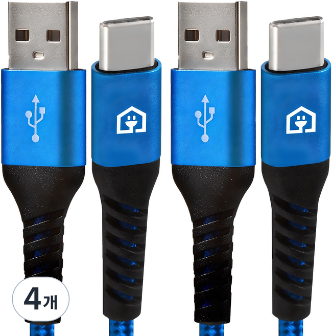 홈플래닛 고속충전케이블 패브릭 단선방지 C타입, 2m, 블루, 4개