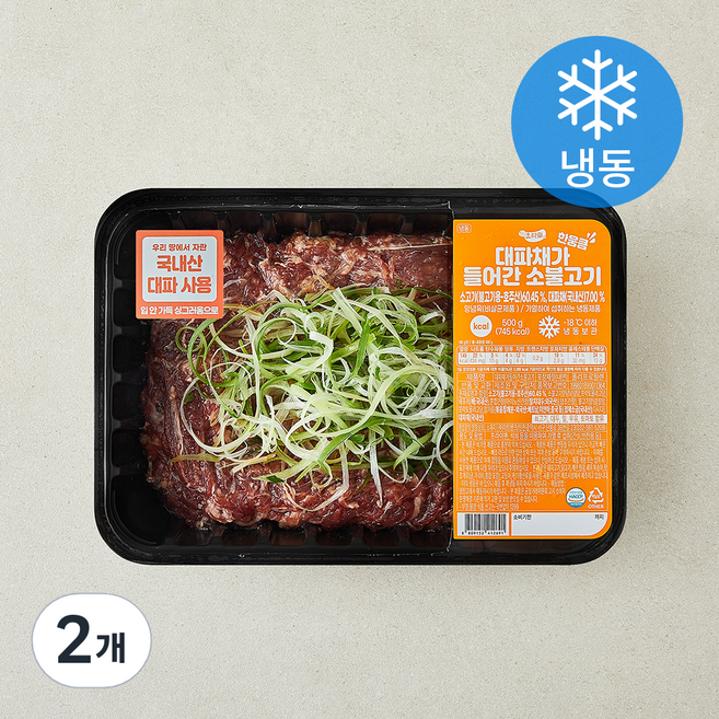 요리락 대파채가 한웅큼 들어간 소불고기 (냉동), 2개, 500g