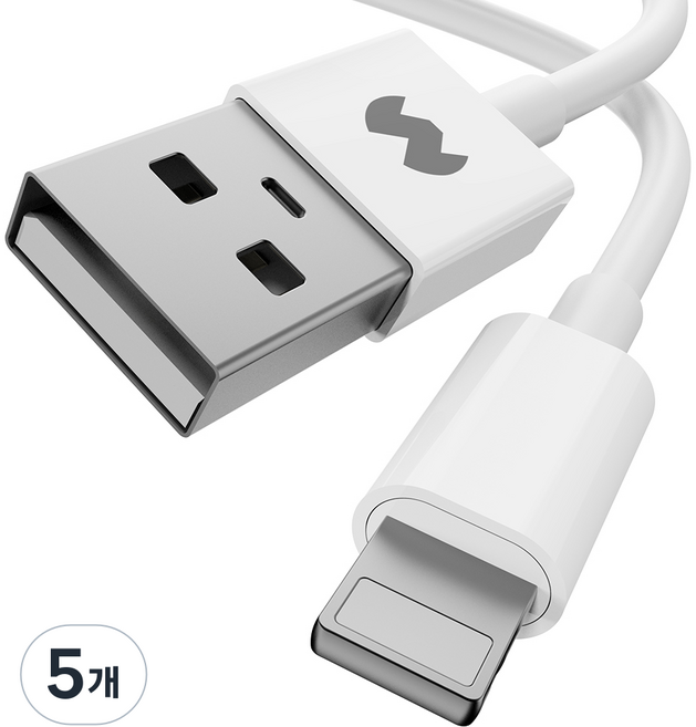 GOOSPERY Lightning 8-pin iPhone 高速充電線, 白色, 5個, 2m