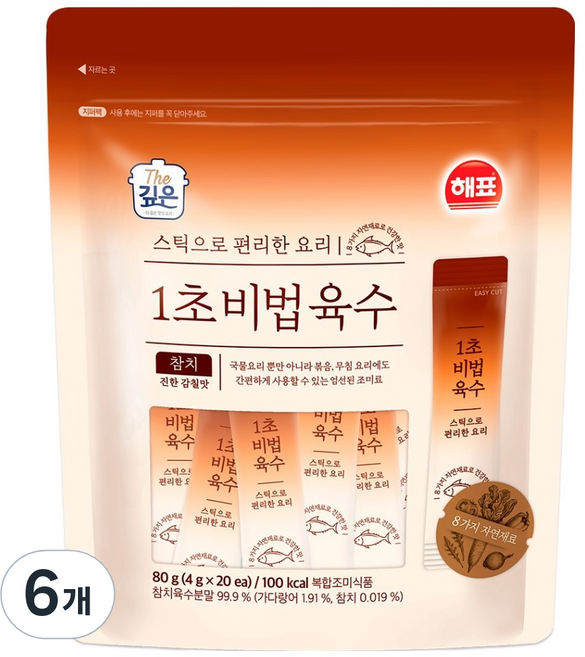 더깊은 해표 1초 비법육수 참치 20p, 80g, 6개