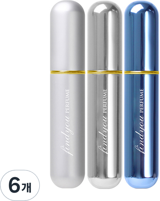 파인듀 향수 공병 8ml x 3종 세트, 매트실버, 샤인실버, 샤인블루, 6개