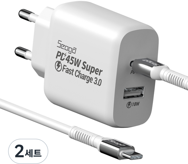 서가 닌텐도 스위치 PD 분리형 초고속 충전기 어댑터 세트, SG-PDC4500A, 화이트, 2세트