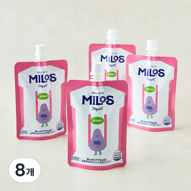 밀로스 요거트 블루베리, 8개, 1개입, 85ml