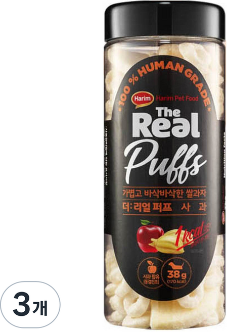 하림펫푸드 더리얼 강아지 퍼프 간식, 사과, 38g, 3개