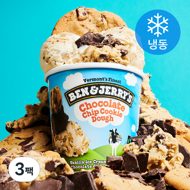 벤앤제리스 초콜릿 칩 쿠키도우 아이스크림 (냉동), 473ml, 1개입, 3개