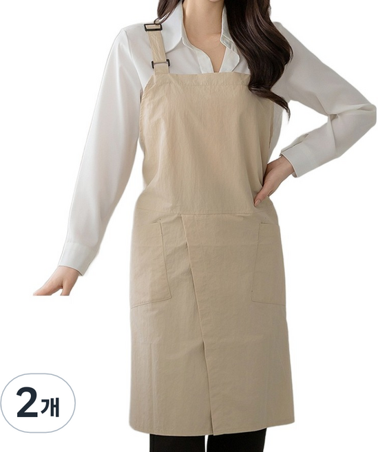 세경 방수 롱트임 빅사이즈 앞치마, 크림베이지, 2개