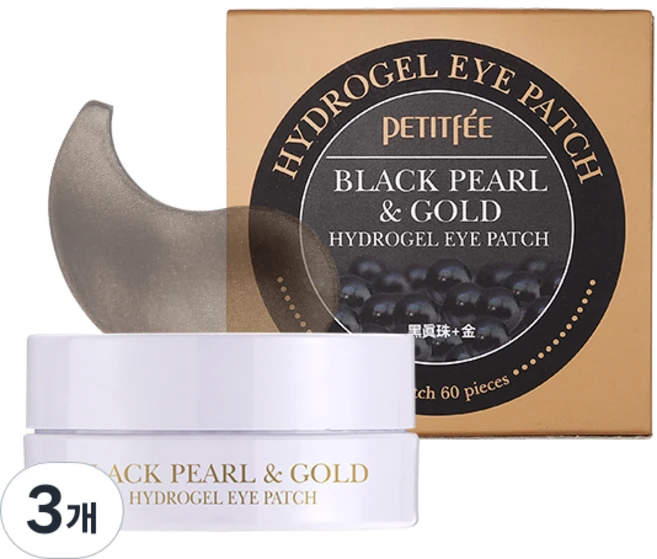 쁘띠페 흑진주 골드 하이드로겔 아이패치, 60개입, 3개 - 쿠팡