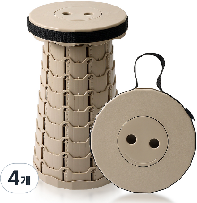 코멧 아웃도어 휴대용 높이조절 캠핑스툴, 아몬드, 4개