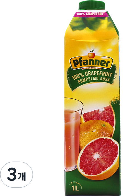 Pfanner 粉紅葡萄柚汁, 3個, 1L