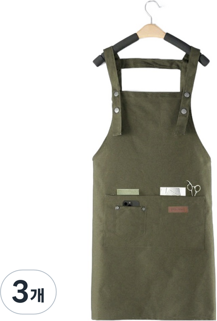 스토리빙 바리스타 H형 방수 앞치마, 카키, 3개