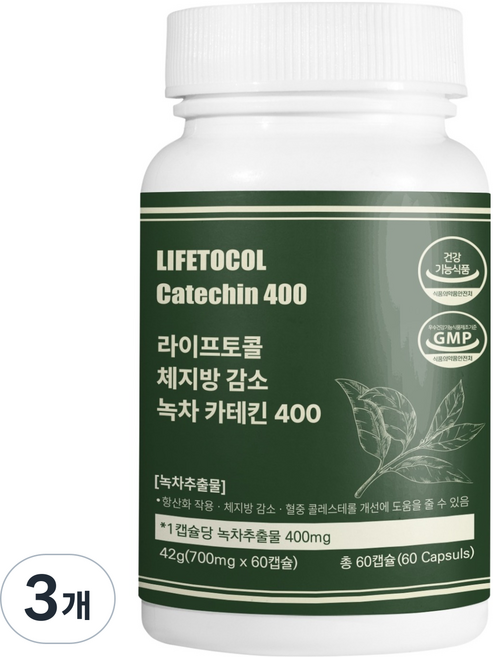 라이프토콜 체지방 감소 녹차 카테킨 400 42g, 3개, 60정