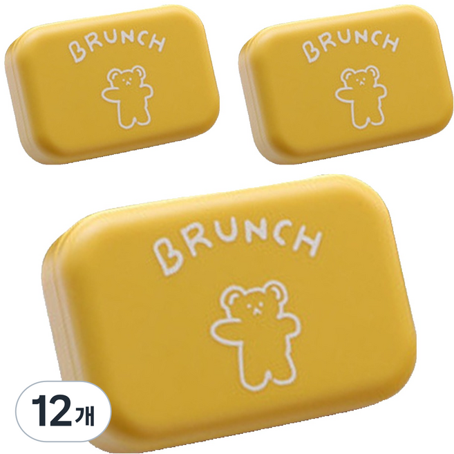 소울리치 심플 콘텍트렌즈 케이스, 브런치베어 옐로우, 12개