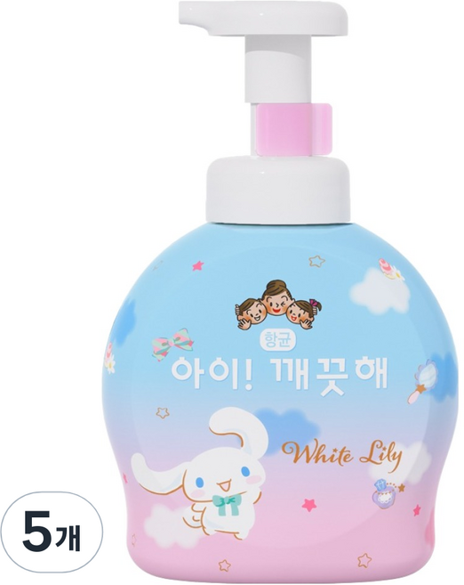 아이깨끗해 시나모롤 핸드워시 화이트릴리, 490ml, 5개