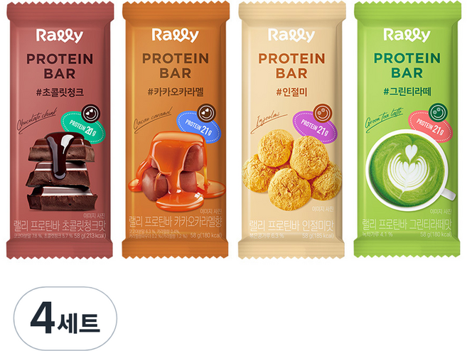 Rally 프로틴바 4종 세트, 58g, 4세트