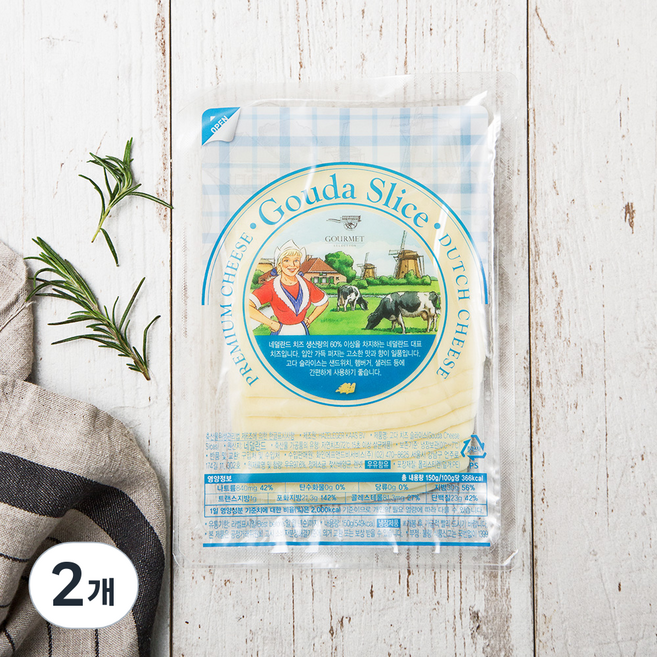 Hazeleger 고다 치즈 슬라이스, 150g, 1개입, 2개