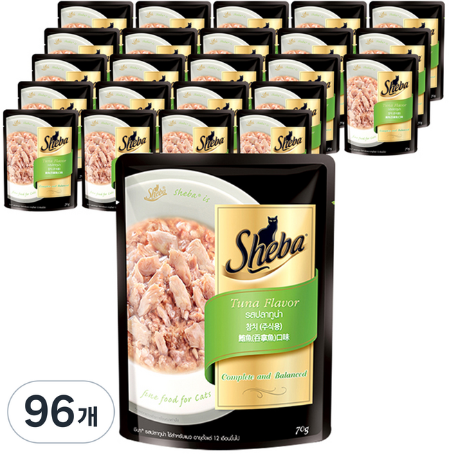 쉬바 1세 이상 고양이 주식 파우치, 참치, 70g, 96개