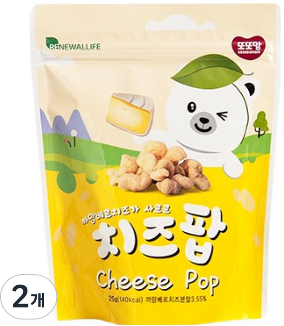 또또맘 유아용 콘스낵 치즈팝, 치즈맛, 25g, 2개