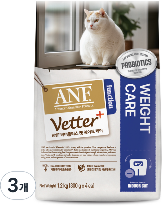 ANF 베터플러스 캣 기능성 사료, 다이어트+장건강, 1.2kg, 3개