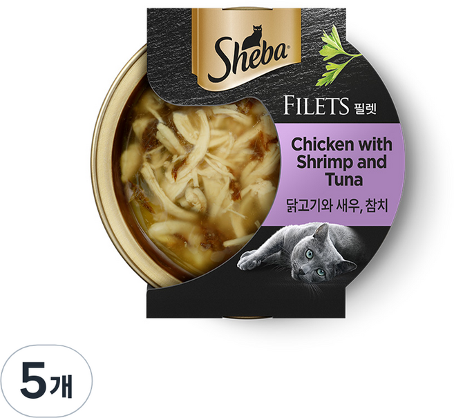 쉬바 어덜트 고양이 필렛 습식사료, 닭+새우+참치, 60g, 5개