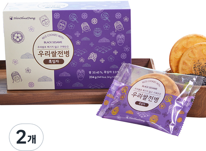 신화당 우리쌀 흑임자 전병 6p, 204g, 2개
