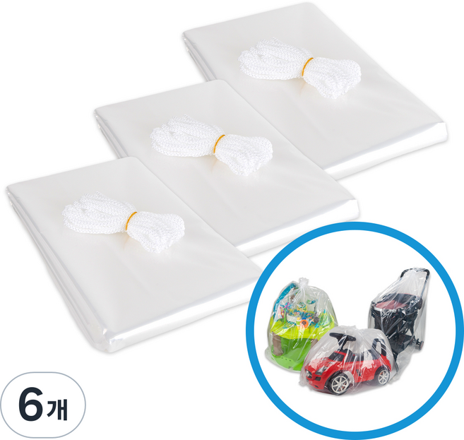탐사 다용도 끈 대형비닐봉투 투명 130x150cm 3매, 6개